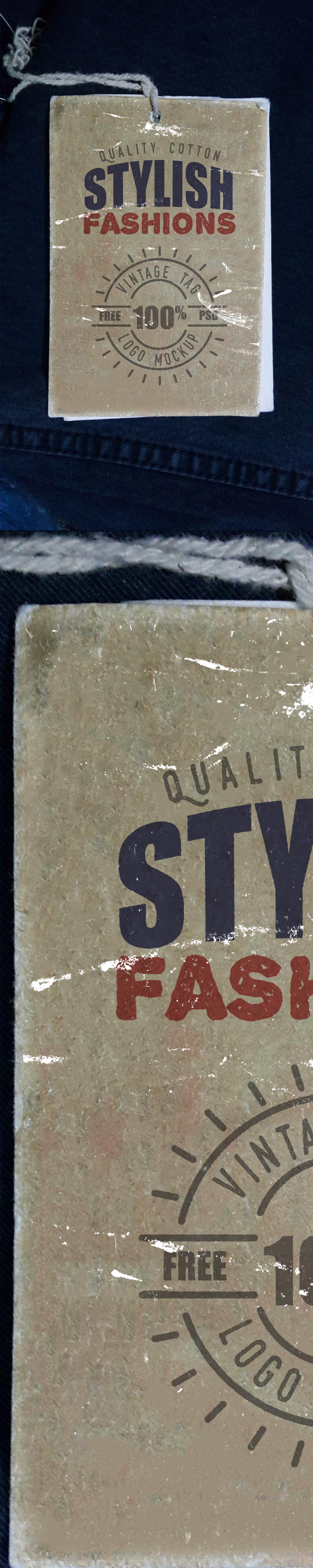 Vintage Clothing Label Mockup PSD