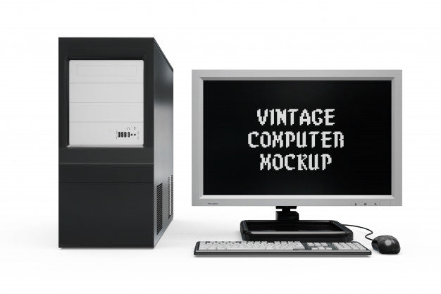 Vintage Computer Mock-Up Isolated Psd