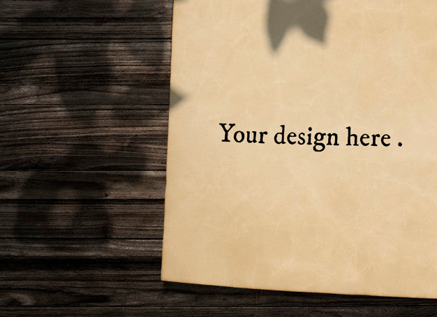 Vintage Paper Mockup On Wooden Background Psd