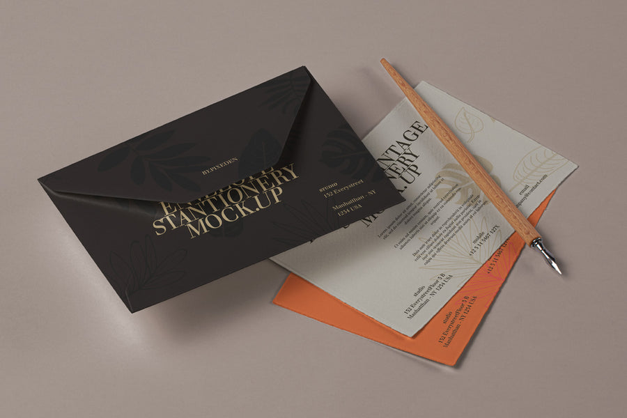 Vintage Psd Invitation Mockup Set