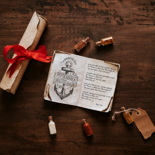 Vintage Sailing Concept With Book Psd