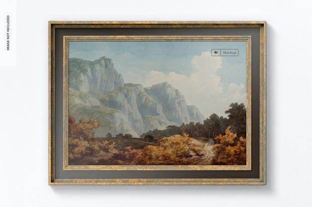 Vintage Wood Frame Mockup, Front View Psd