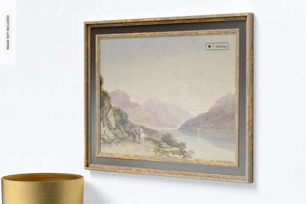 Vintage Wood Frame Mockup, Right View Psd