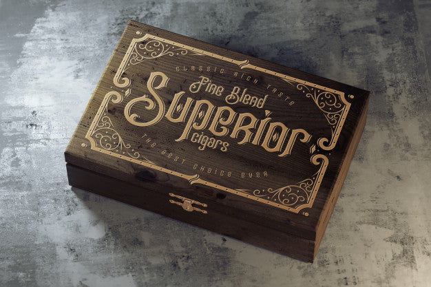 Vintage Wooden Box Mockup On A Concrete Floor Psd