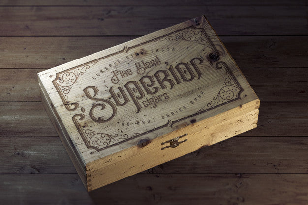 Vintage Wooden Box Mockup Psd