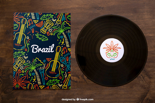 Vinyl And Colorful Cover Mockup Psd