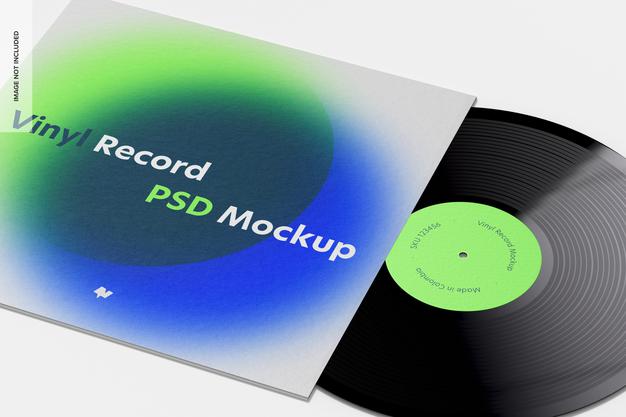 Vinyl Record Mockup, Close Up Psd