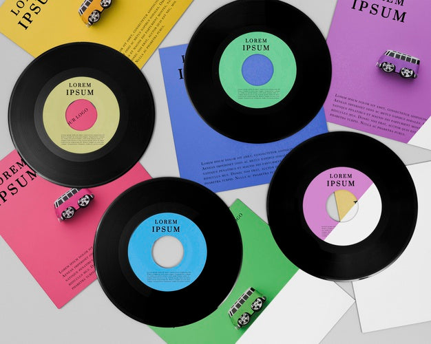 Vinyl Records Mock-Up Arrangement Psd