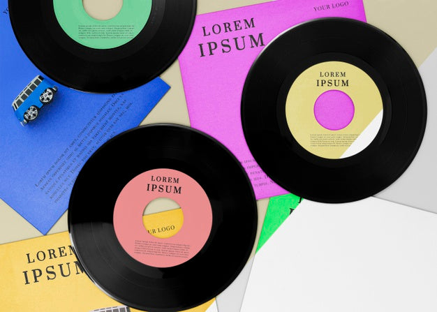 Vinyl Records Mock-Up Arrangement Psd