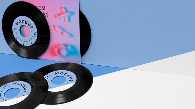 Vinyl Records Mock-Up Assortment Psd