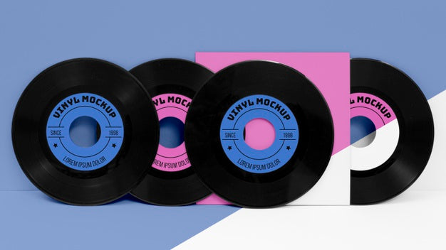 Vinyl Records Mock-Up Assortment Psd