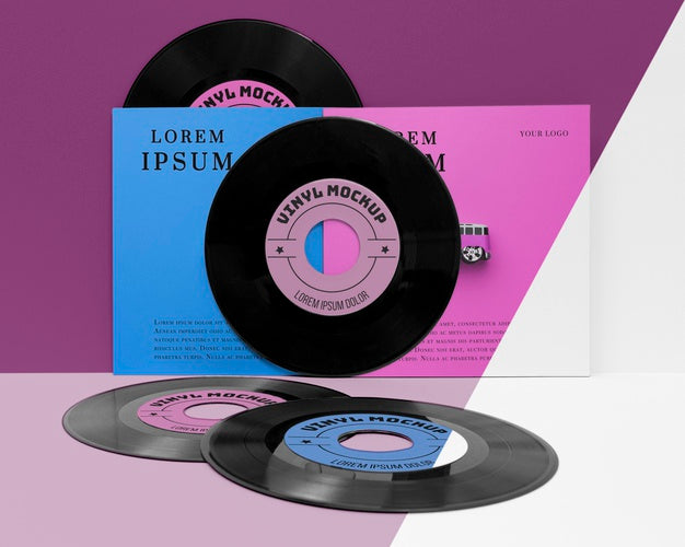 Vinyl Records Mock-Up Assortment Psd