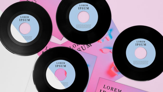 Vinyl Records Mock-Up Composition Psd