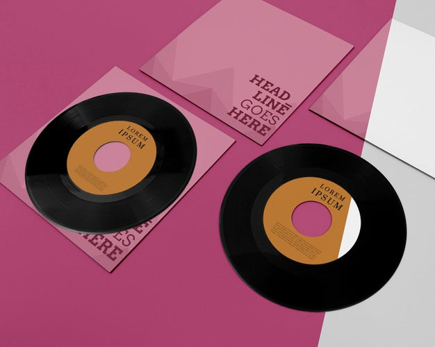 Vinyl Records Mock-Up Composition Psd