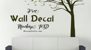 Vinyl Sticker / Wall Decal Mockup Psd