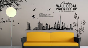 Vinyl Wall Art Decal / Sticker Mockup Psd File