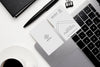 Visit Cards Mockup With Black And White Elements On White Background Psd
