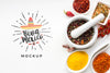 Viva Mexico Mock-Up And Assortment Of Spices Psd