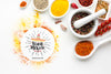 Viva Mexico Mock-Up With Bowls Filled With Spices Psd