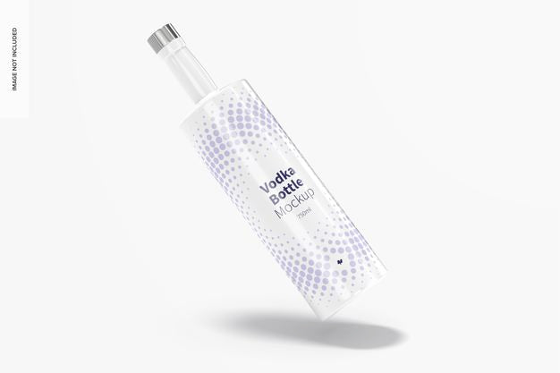 Vodka Bottle Mockup Floating Psd