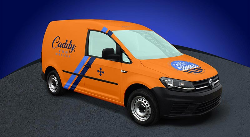 Volkswagen Caddy Van Vehicle Mockup Psd