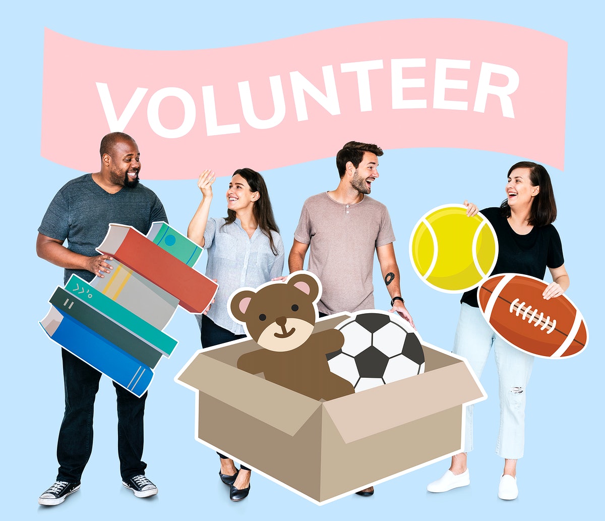Volunteers Donating Things To Charity