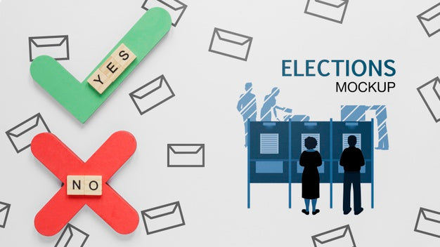 Voting For Elections Mock-Up With People Psd