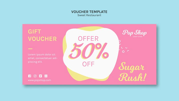 Voucher For Pop Candy Shop Design Psd