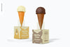 Waffle Cone Stands Mockup, Perspective Psd