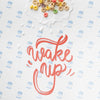 Wake Up Message Beside Cereals Spread On Table Psd