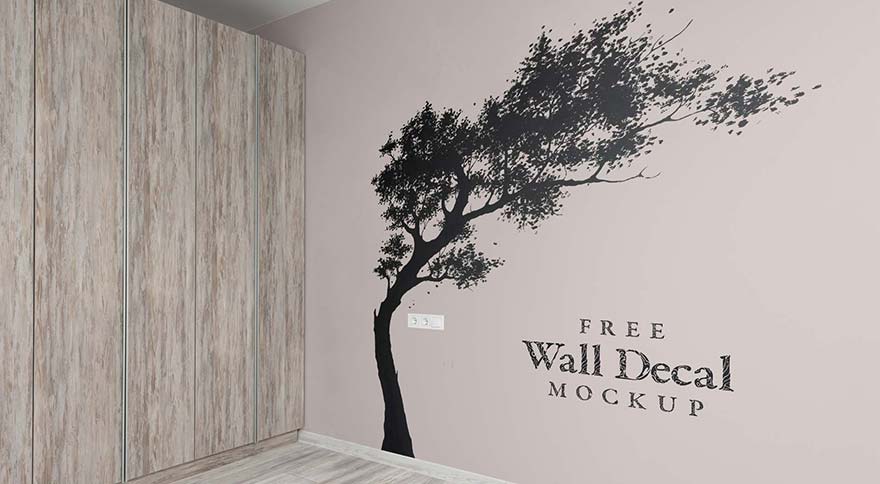 Wall Art Decal / Sticker Mockup Psd