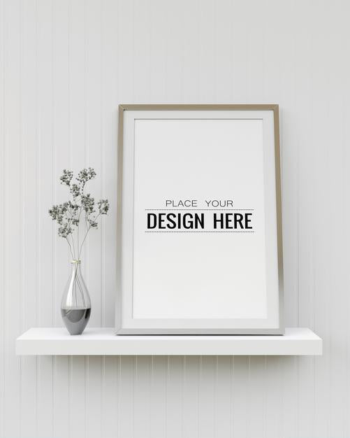 Wall Art Mockup, Canvas Frame In Living Room Psd