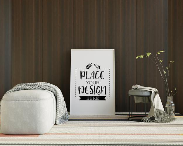 Wall Art Mockup, Canvas Or Picture Frame In Living Room Psd