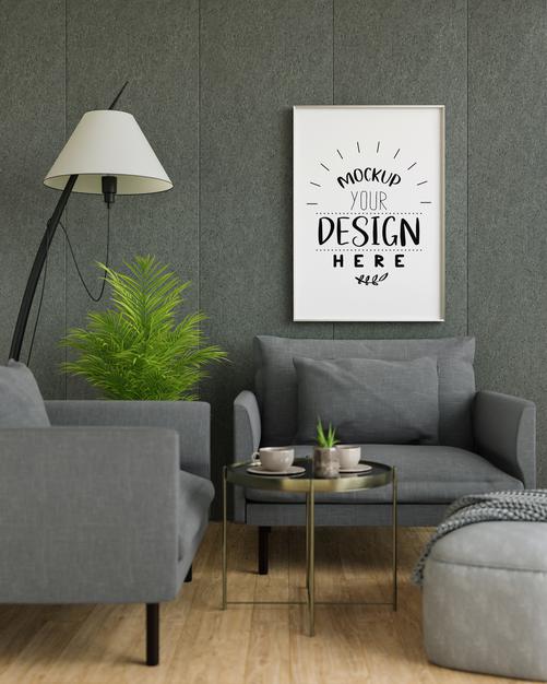 Wall Art Mockup, Canvas Or Picture Frame In Living Room Psd