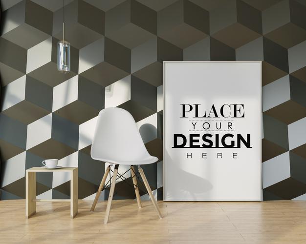 Wall Art Mockup, Canvas Or Picture Frame In Living Room Psd