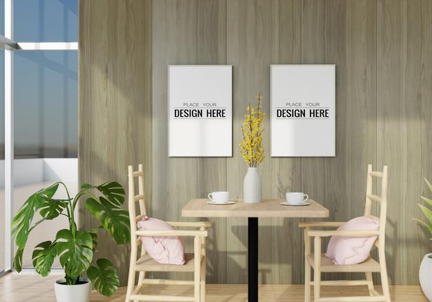 Wall Art Mockup, Canvas Or Picture Frame In Living Room Psd