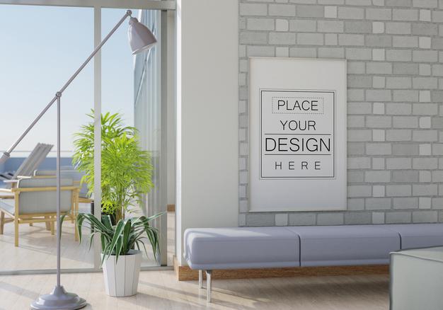 Wall Art Mockup, Canvas Or Picture Frame In Living Room Psd
