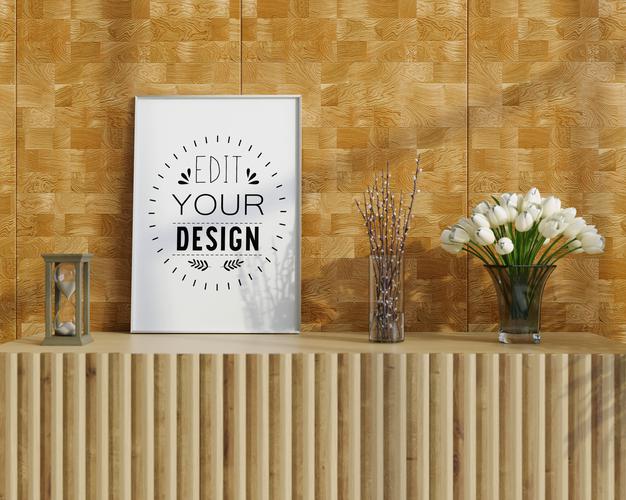 Wall Art Mockup, Canvas Or Picture Frame In Living Room Psd
