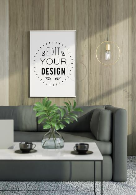 Wall Art Mockup, Canvas Or Picture Frame In Living Room Psd