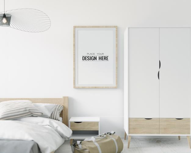 Wall Art Or Canvas Frame Mockup Interior In A Bedroom Psd