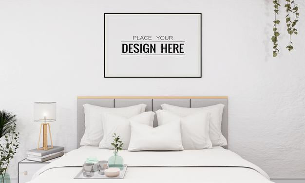 Wall Art Or Picture Frame In Bedroom Mockup Psd