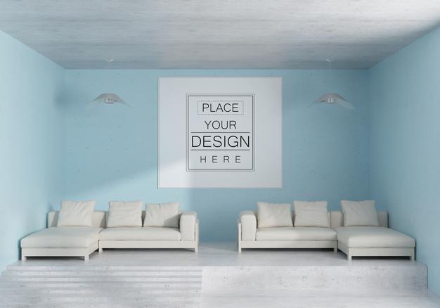 Wall Art Or Picture Frame In Living Room Mockup Psd