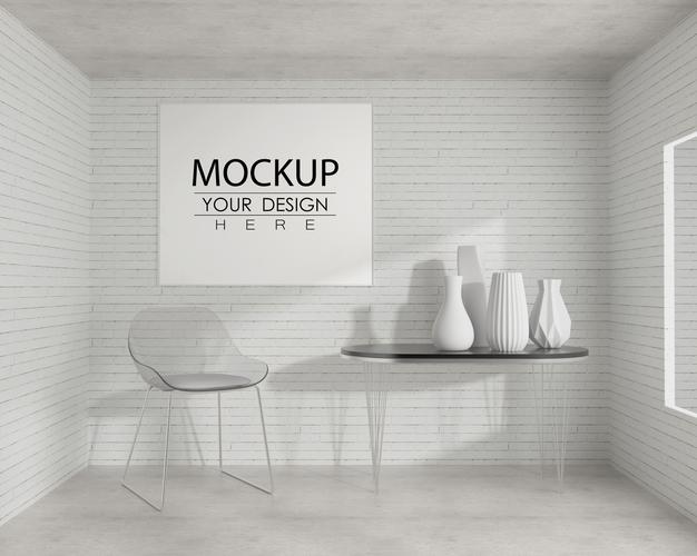 Wall Art Or Picture Frame In Living Room Mockup Psd