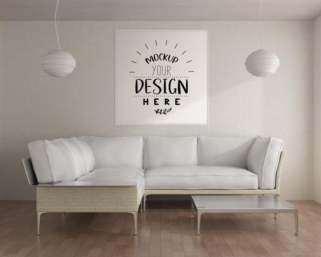 Wall Art Or Picture Frame In Living Room Mockup Psd