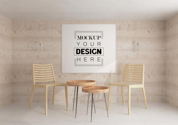 Wall Art Or Picture Frame In Living Room Mockup Psd