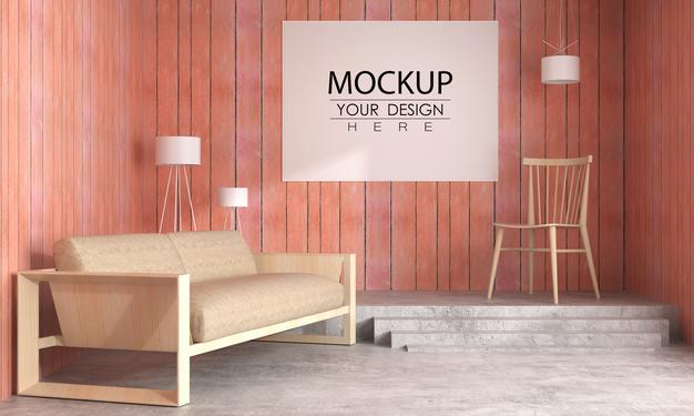 Wall Art Or Picture Frame In Living Room Mockup Psd