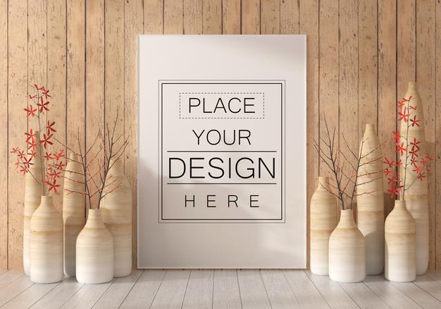 Wall Art Or Picture Frame In Living Room Mockup Psd