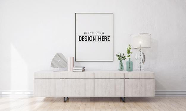 Wall Art Or Picture Frame In Living Room Mockup Psd