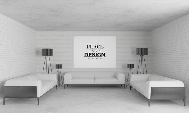 Wall Art Or Picture Frame In Living Room Mockup Psd