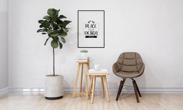 Wall Art Or Picture Frame In Living Room Mockup Psd